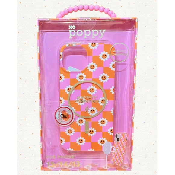 XO Poppy for IPHONE 15/14/13 Daisy Simely Face Emoji Phone Case MagSafe New - Picture 1 of 5